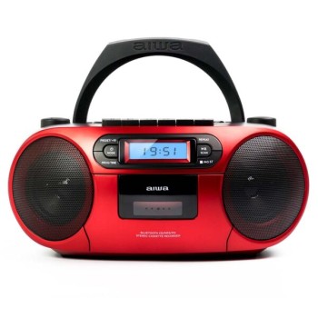 AIWA PORTABLE CD/MP3/USB/TAPE/BT WITH FM PLL RADIO RED REFURBISHE
