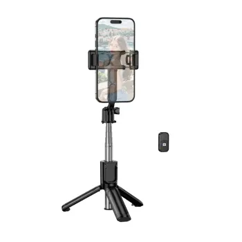 Borofone BY14 Selfie Stick Graceful Mini για Συσκευές 4.5"-7.0" με Τηλεχειριστήριο 120mAh Bluetooth v5.2 Μαύρο
