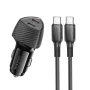 Borofone BZ31D Φορτιστής Αυτοκινήτου Solid 2xUSB-C PD60W με Καλώδιο USB-C σε USB-C 1m Μαύρος