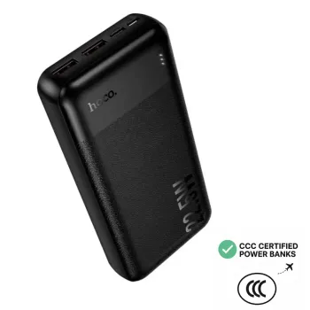 Hoco J159A Power Bank Essence 20000mAh 2xUSB-A 22.5W 1xUSB-C PD20W 1xMicroUSB 18W LED με Πιστοποιητικό CCC Μαύρο