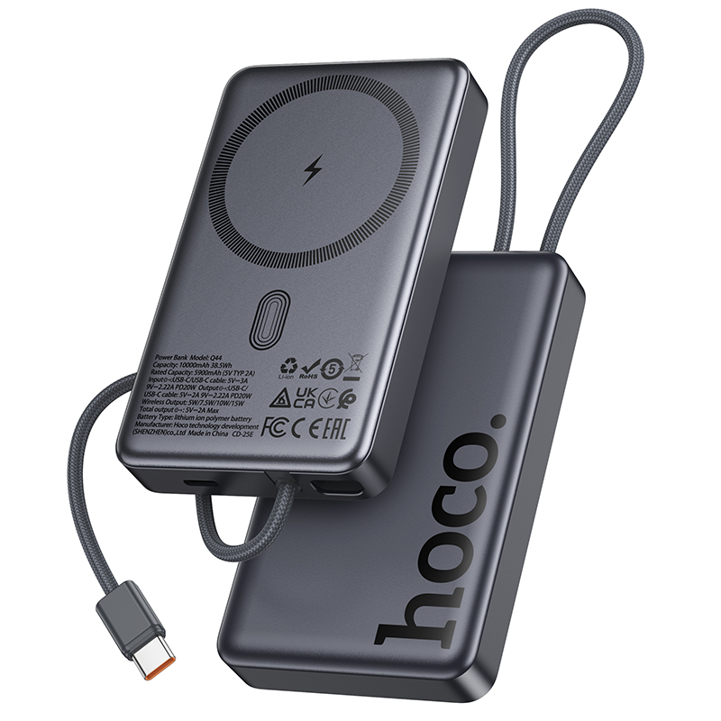 HOCO Q44 Power Bank 10000 mAh 20W, Wireless, Magnetic Origen gray