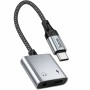 Hoco UPA34 Αντάπτορας USB-C σε USB-C και 3.5mm Braided Γκρί
