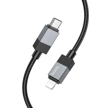 Hoco X110 Καλώδιο Honorific USB-C σε Lightning 27W Braided Μαύρο 1m