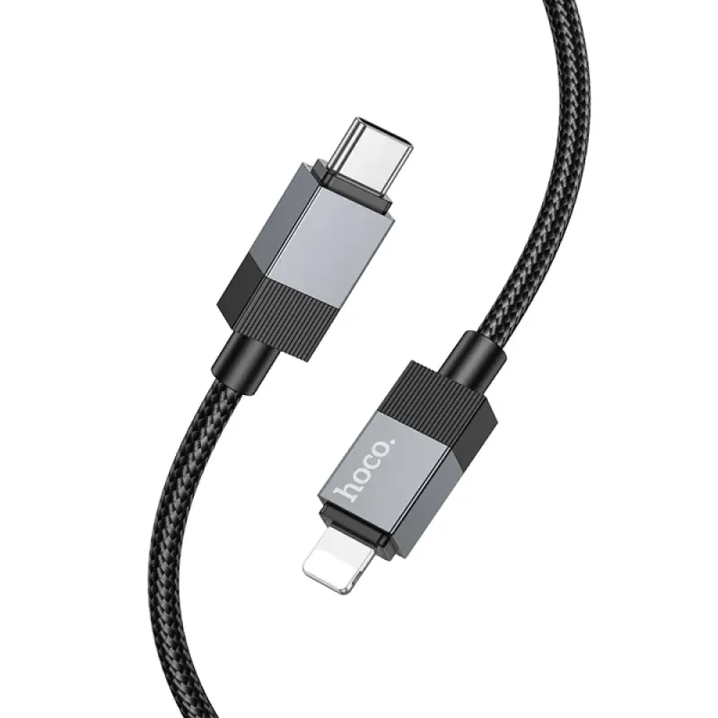 Hoco X110 Καλώδιο Honorific USB-C σε Lightning 27W Braided Μαύρο 1m