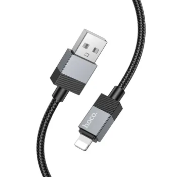 Hoco X110 Καλώδιο Honorific USB-A σε Lightning 2.4A Braided Μαύρο 1m