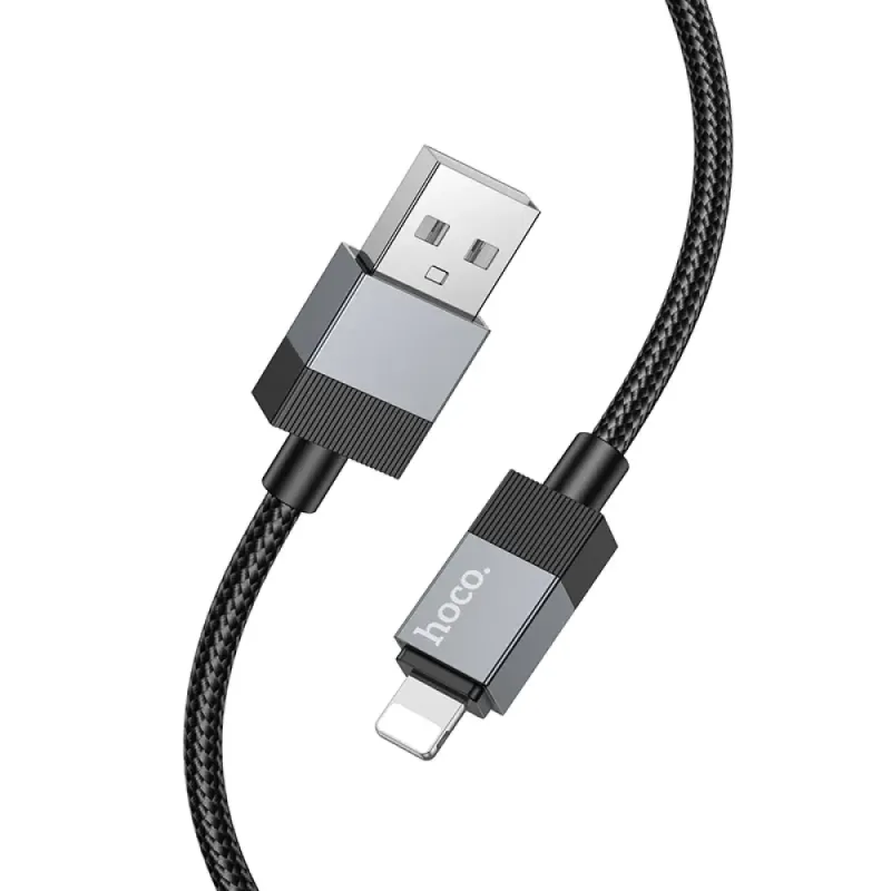 Hoco X110 Καλώδιο Honorific USB-A σε Lightning 2.4A Braided Μαύρο 1m