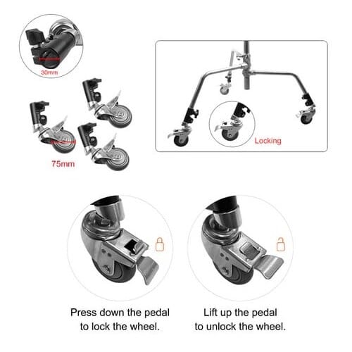 E-Image CS30-W – Ρόδες για τo E-Image LS04S C-Stand (Σετ 3 τμχ)