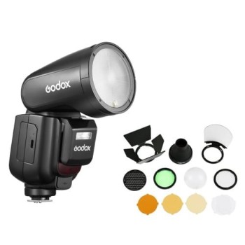 Godox V1-Pro C – Round Head TTL Flash για Canon μηχανές με μπαταρία λιθίου + Godox AK-R1 Flash Kit