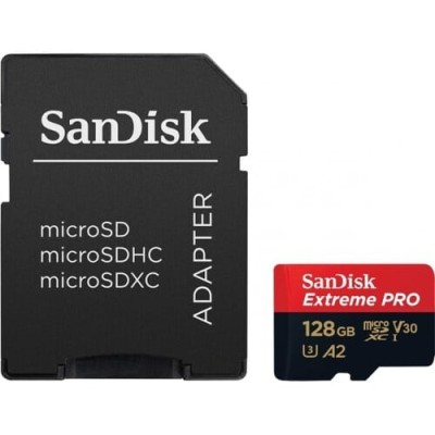 SanDisk Extreme Pro microSD 128GB+SD Adpt 200MB/s A2 V30 UHS-I U3