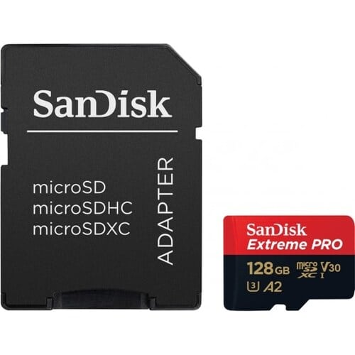 SanDisk Extreme Pro microSD 128GB+SD Adpt 200MB/s A2 V30 UHS-I U3