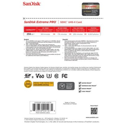 SanDisk Extreme Pro SDXC 256GB UHS-II C10 U3 V60