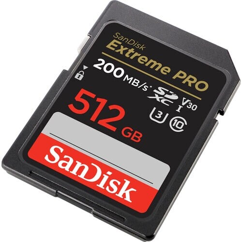 SanDisk Extreme Pro SDXC Card 512GB - 200MB/s V30 UHS-I U3