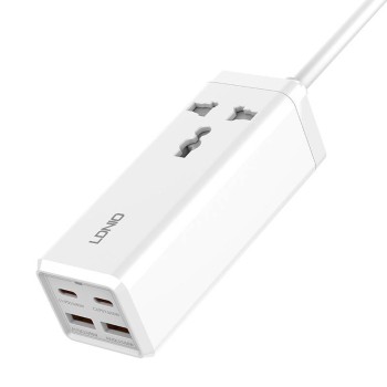 LDNIO 220V 65W, 2xUSB-A + 2xUSB-C + AC, Desktop 2500W, white - SC1418