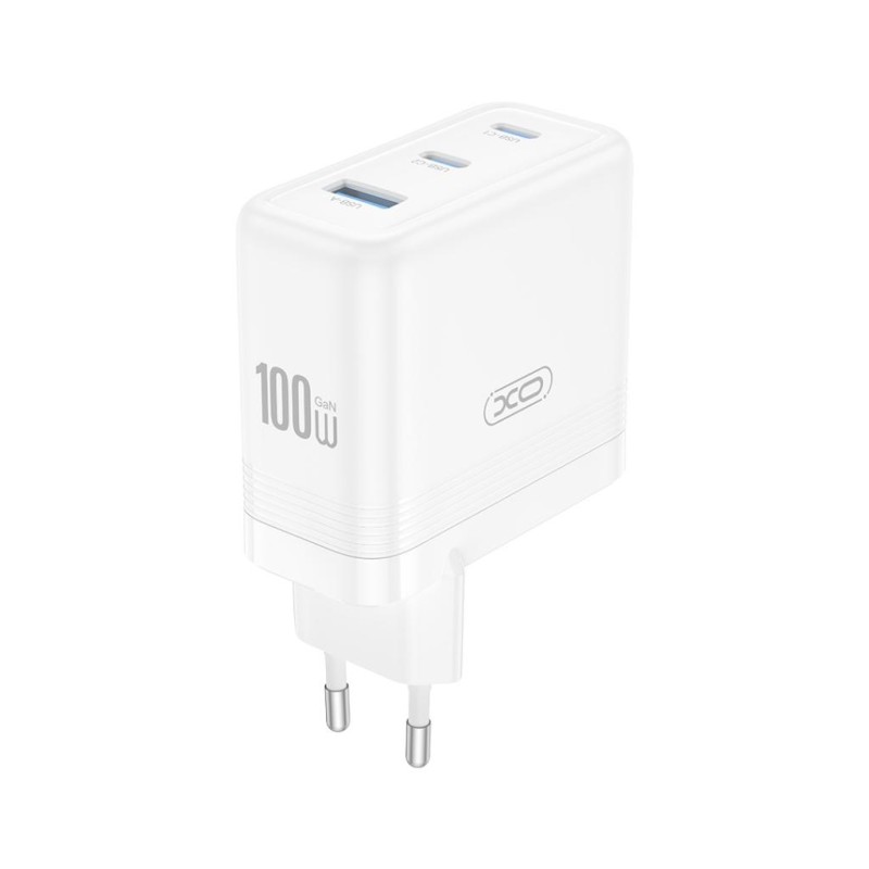 XO CE35 220V 100W, USB-A + 2xUSB-C, GaN, EU certificated /white