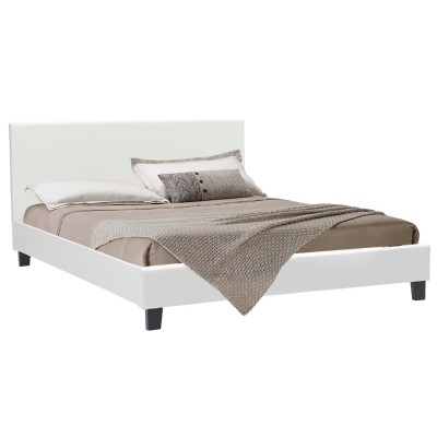 Κρεβάτι Nevil pakoworld 150x200 PU χρώμα λευκό ματ