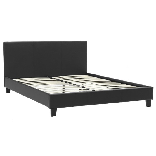 Κρεβάτι Nevil pakoworld 150x200 PU χρώμα μαύρο ματ