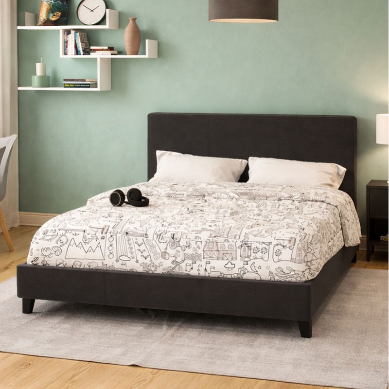 Κρεβάτι Nevil pakoworld 150x200 PU χρώμα μαύρο ματ