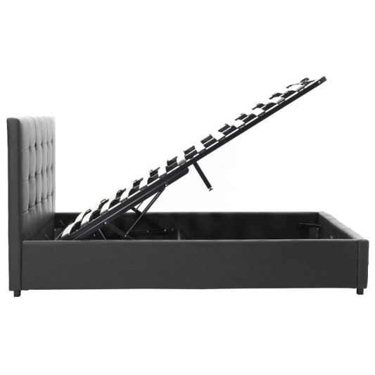 Κρεβάτι Roi pakoworld 160x200 PU μαύρο ματ + αποθηκευτικό χώρο