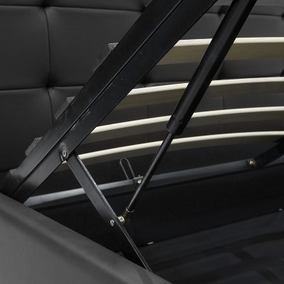 Κρεβάτι Roi pakoworld 160x200 PU μαύρο ματ + αποθηκευτικό χώρο