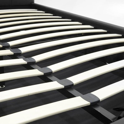 Κρεβάτι Roi pakoworld 160x200 PU μαύρο ματ + αποθηκευτικό χώρο