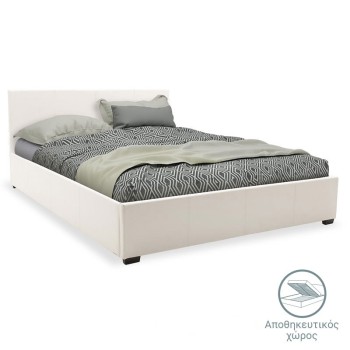 Κρεβάτι Norse pakoworld pu λευκό με αποθηκευτικό χώρο 160x200εκ