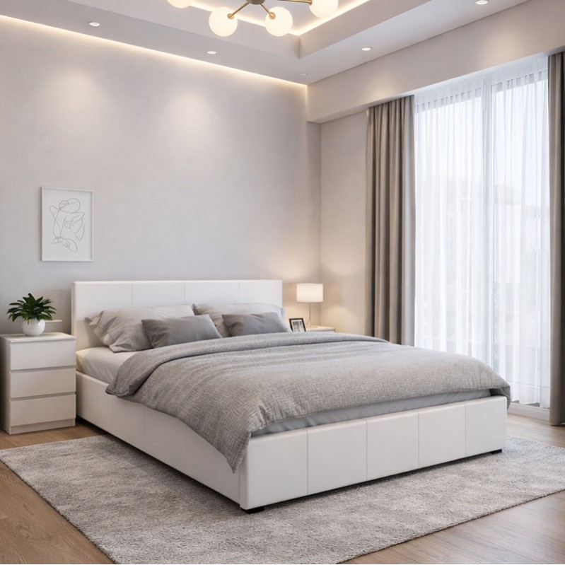 Κρεβάτι Norse pakoworld pu λευκό με αποθηκευτικό χώρο 160x200εκ