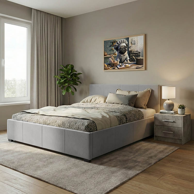 Κρεβάτι Norse pakoworld pu γκρι ματ με αποθηκευτικό χώρο 160x200εκ