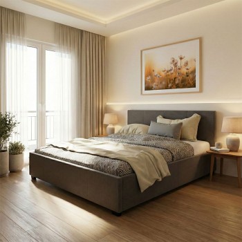 Κρεβάτι Norse pakoworld ύφασμα ανθρακί με αποθηκευτικό χώρο 160x200εκ