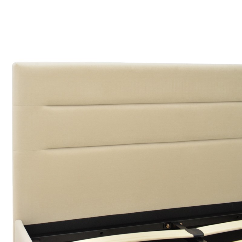 Κρεβάτι Molito pakoworld βελούδο σε εκρού απόχρωση με αποθηκευτικό χώρο120x200εκ