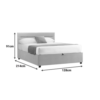 Κρεβάτι Molito pakoworld βελούδο σε εκρού απόχρωση με αποθηκευτικό χώρο120x200εκ