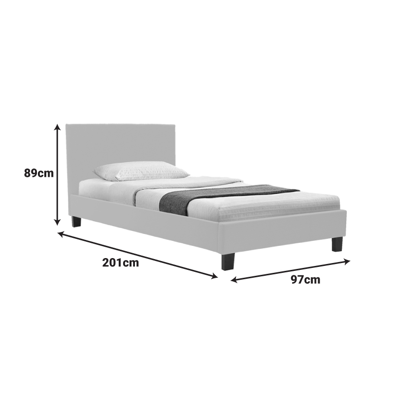 Κρεβάτι Nevil pakoworld ύφασμα εκρού με ξύλινο μαύρο πόδι 90x190εκ