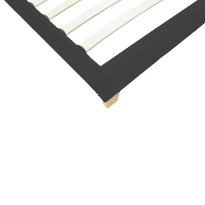 Κρεβάτι Nevil pakoworld ύφασμα ανθρακί με ξύλινο πόδι σε φυσική απόχρωση 90x190εκ