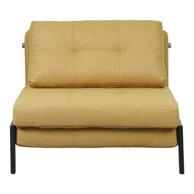 Πολυθρόνα-κρεβάτι Fancy pakoworld ύφασμα σε κίτρινη απόχρωση με μαύρο πόδι 95x98x70εκ