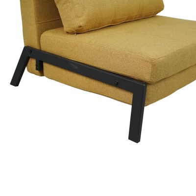 Πολυθρόνα-κρεβάτι Fancy pakoworld ύφασμα σε κίτρινη απόχρωση με μαύρο πόδι 95x98x70εκ