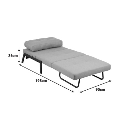 Πολυθρόνα-κρεβάτι Fancy pakoworld ύφασμα σε απόχρωση καφέ με μαύρο πόδι 95x98x70εκ