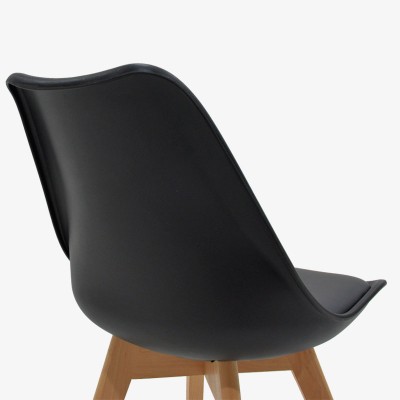 Καρέκλα Gaston pakoworld PP-PU μαύρο-φυσικό πόδι 43x51x75 εκ