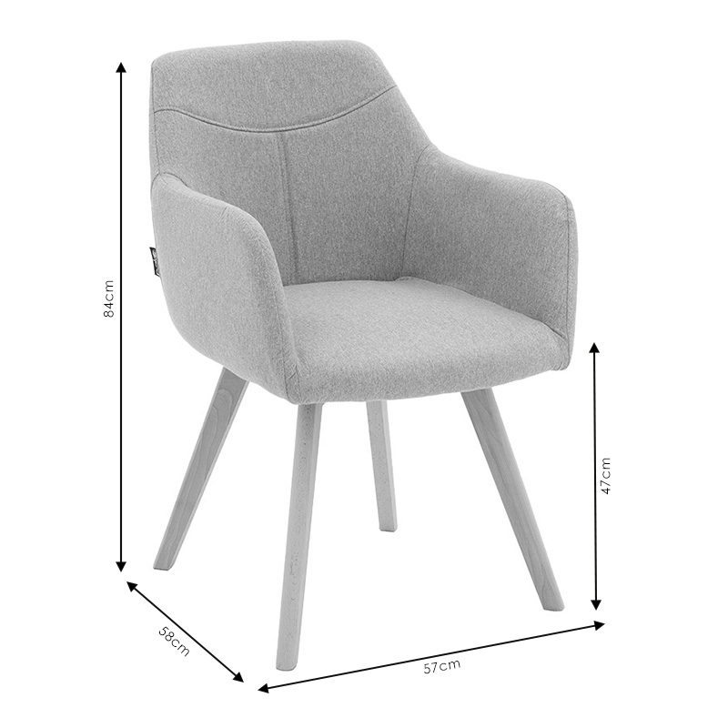 Πολυθρόνα Nasima pakoworld ύφασμα γκρι-φυσικό 57x58x84εκ | 2 τμχ