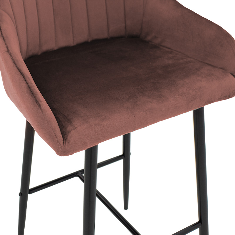 Σκαμπό bar Patrin pakoworld μεταλλικό μαύρο-βελούδο σάπιο μήλο | 2 τμχ