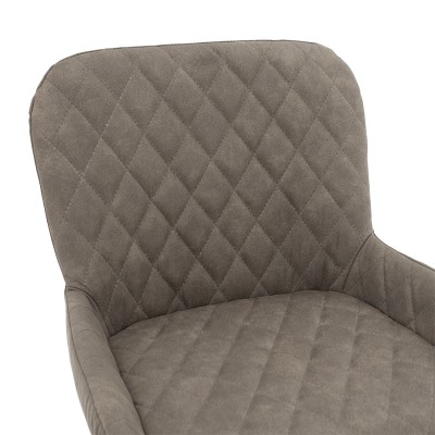 Σκαμπό bar Delicacy pakoworld μεταλλικό μαύρο-ύφασμα antique γκρι-καφέ antique | 2 τμχ