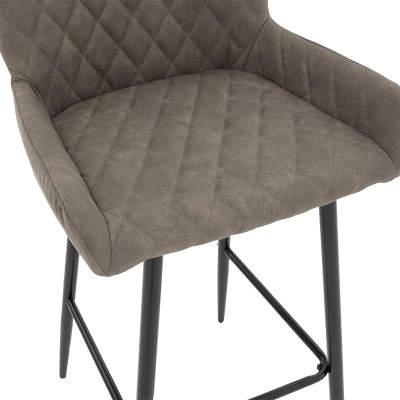 Σκαμπό bar Delicacy pakoworld μεταλλικό μαύρο-ύφασμα antique γκρι-καφέ antique | 2 τμχ