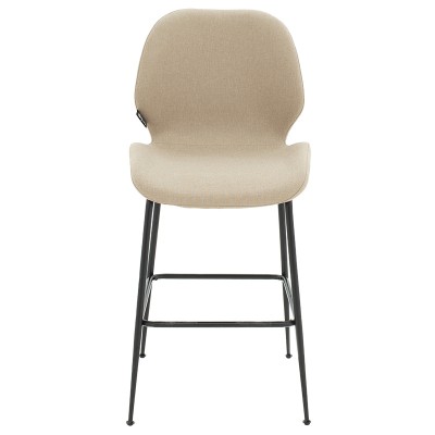 Σκαμπό bar Impel pakoworld μεταλλικό μαύρο-ύφασμα μπεζ | 2 τμχ