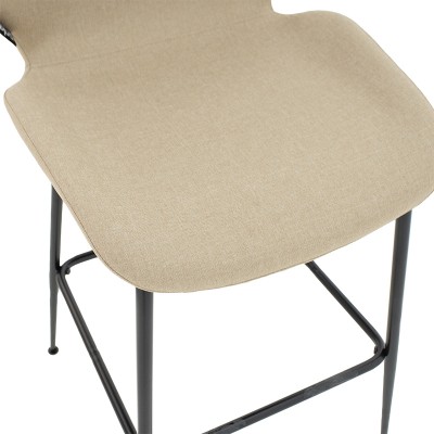 Σκαμπό bar Impel pakoworld μεταλλικό μαύρο-ύφασμα μπεζ | 2 τμχ