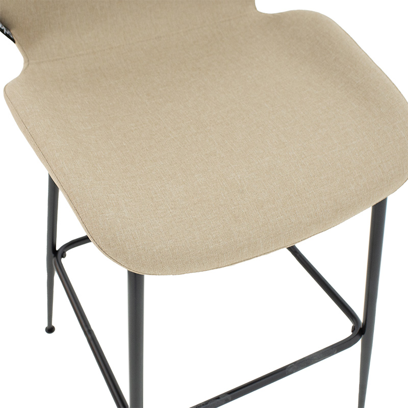 Σκαμπό bar Impel pakoworld μεταλλικό μαύρο-ύφασμα μπεζ | 2 τμχ
