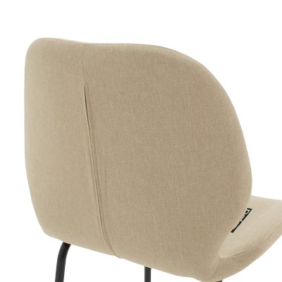 Σκαμπό bar Impel pakoworld μεταλλικό μαύρο-ύφασμα μπεζ | 2 τμχ