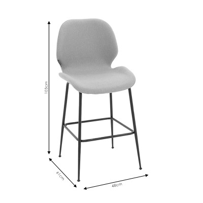 Σκαμπό bar Impel pakoworld μεταλλικό μαύρο-ύφασμα μπεζ | 2 τμχ