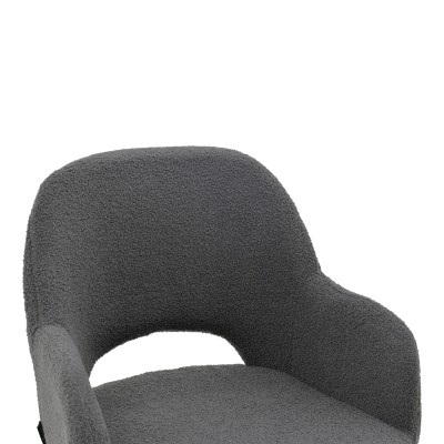 Σκαμπό bar Renish pakoworld μπουκλέ γκρι-μεταλλικό μαύρο πόδι 51x57x114εκ | 2 τμχ