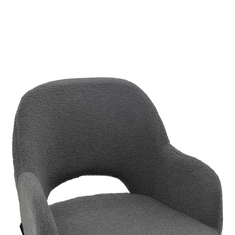 Σκαμπό bar Renish pakoworld μπουκλέ γκρι-μεταλλικό μαύρο πόδι 51x57x114εκ | 2 τμχ