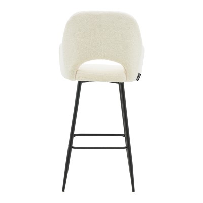 Σκαμπό bar Renish pakoworld μπουκλέ εκρού-μεταλλικό μαύρο πόδι 51x57x114εκ | 2 τμχ