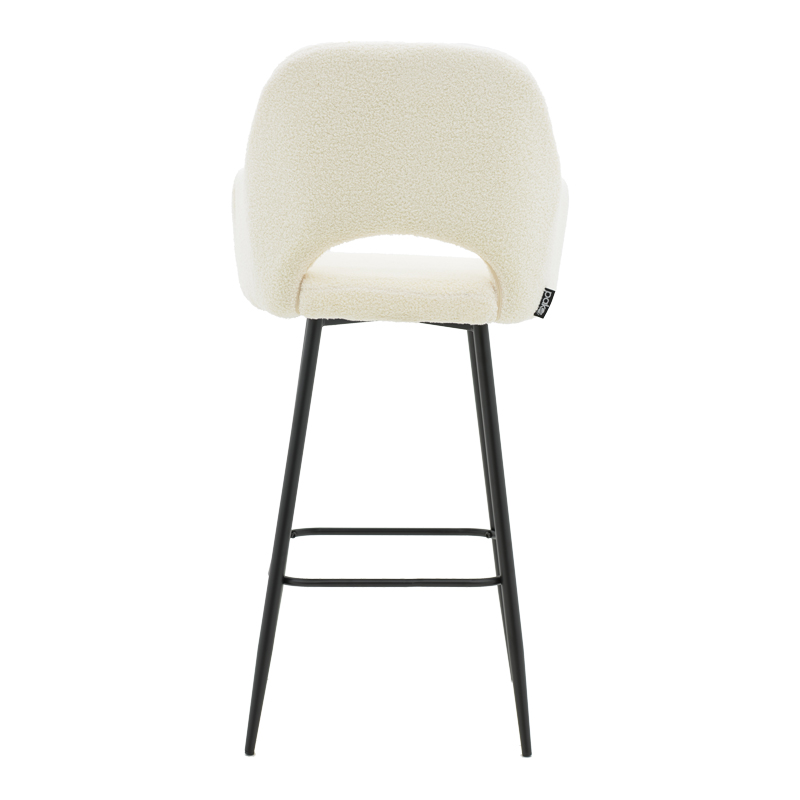 Σκαμπό bar Renish pakoworld μπουκλέ εκρού-μεταλλικό μαύρο πόδι 51x57x114εκ | 2 τμχ