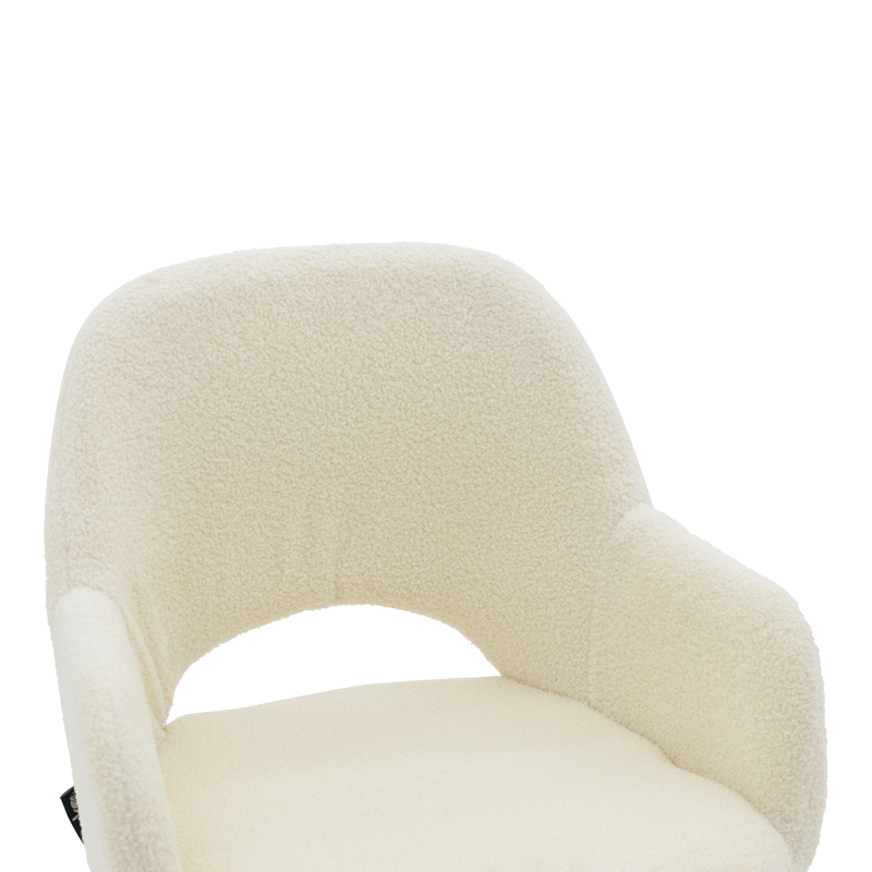 Σκαμπό bar Renish pakoworld μπουκλέ εκρού-μεταλλικό μαύρο πόδι 51x57x114εκ | 2 τμχ